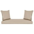 Pemberly Row Patio Love Seat and Coffee Table Set in Black with Tan Cushion