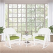 Pemberly Row 3pc Wicker Rocker Chair Set in Black with Green Cushion