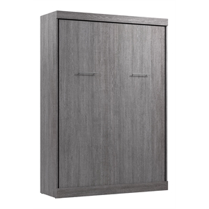 Pemberly Row 59W Transitional Wood / Metal Full Wall Bed in Bark Gray