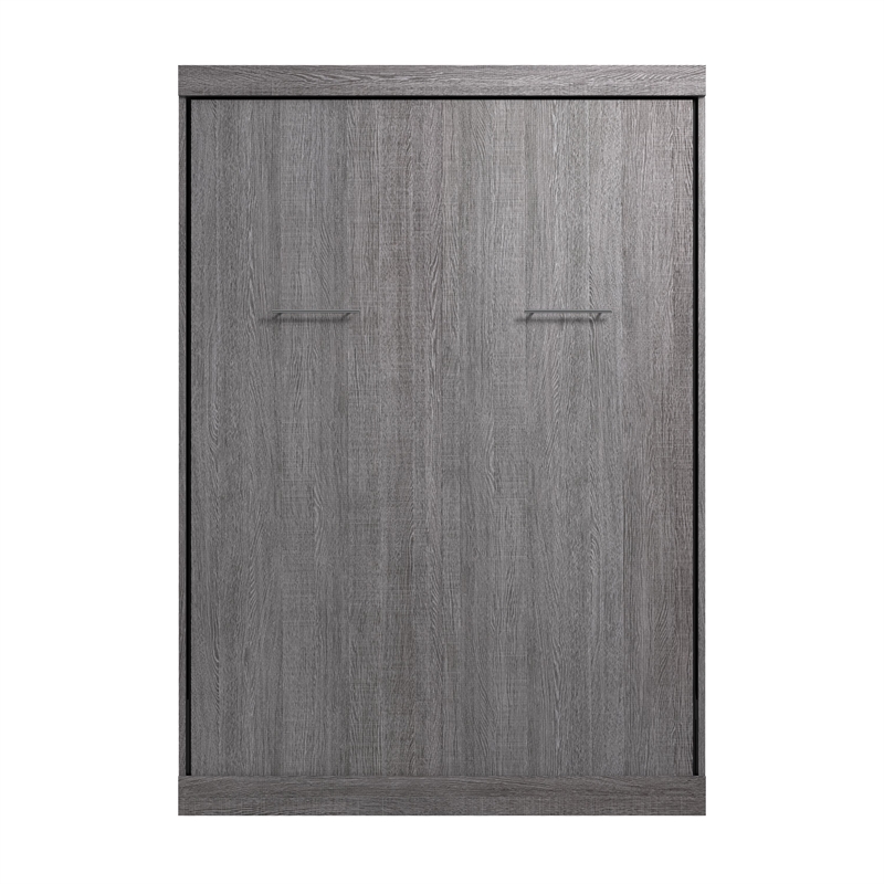 Pemberly Row 59W Transitional Wood / Metal Full Wall Bed in Bark Gray