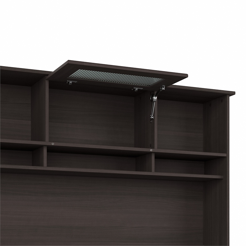 Pemberly Row Hutch for Corner Desk or L Desk in Heather Gray - Engineered Wood