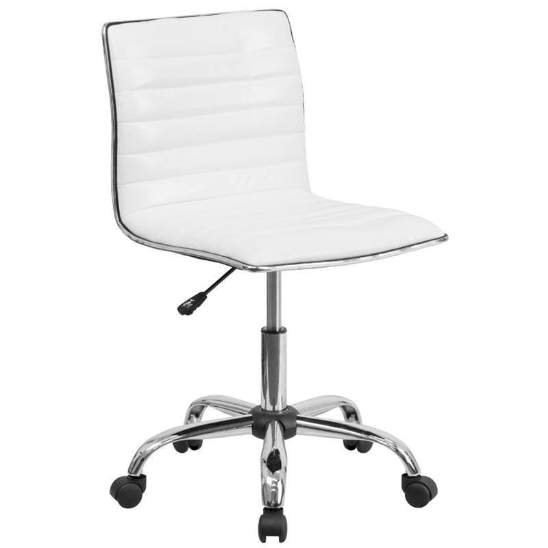 Pemberly Row Modern Ribbed Faux Leather Office Chair in White