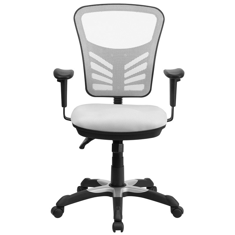 Pemberly Row Modern Mid Back Mesh Swivel Office Chair in White