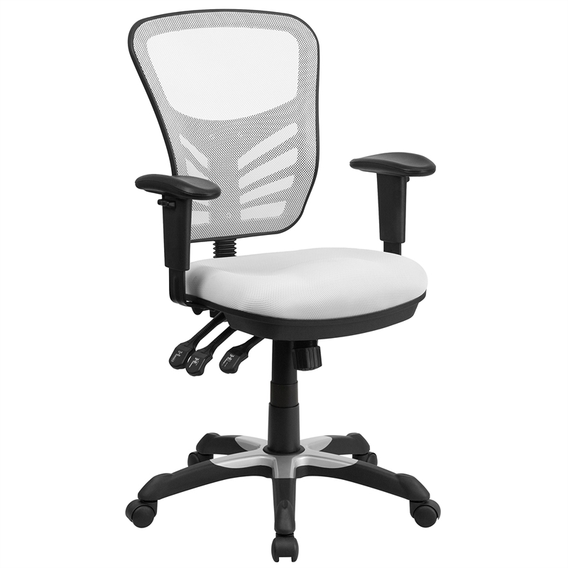 Pemberly Row Modern Mid Back Mesh Swivel Office Chair in White