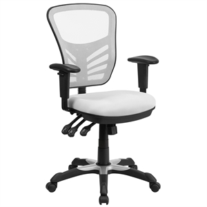Pemberly Row Modern Mid Back Mesh Swivel Office Chair in White