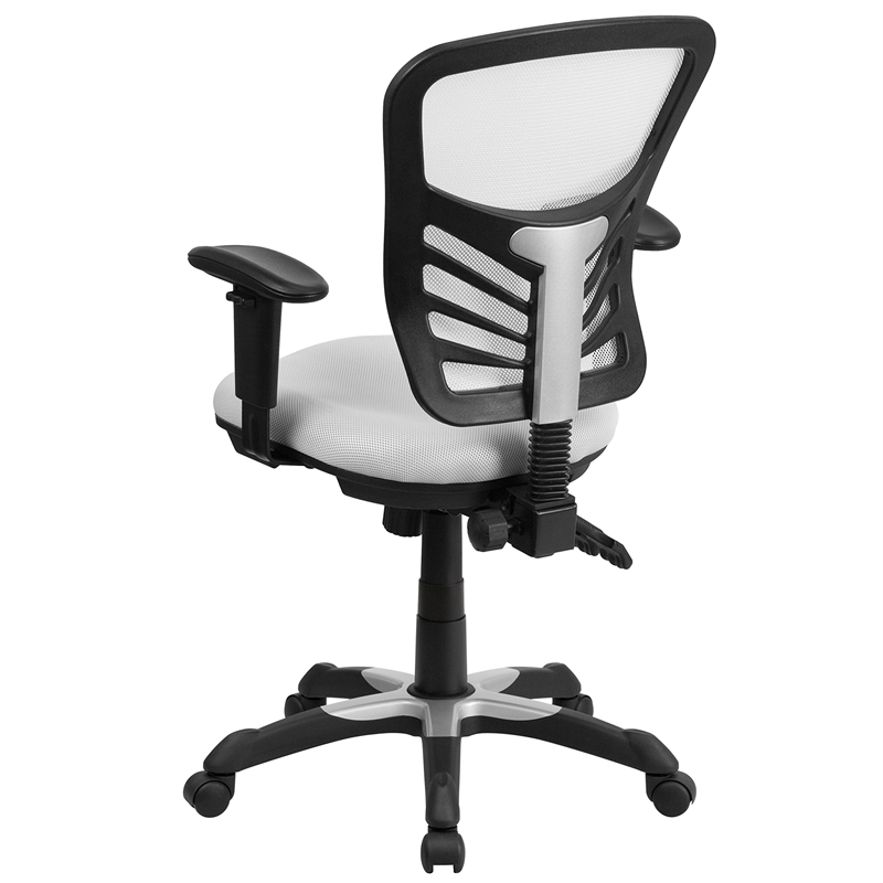 Pemberly Row Modern Mid Back Mesh Swivel Office Chair in White