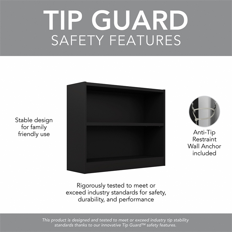 Pemberly Row Universal 2 Shelf Bookcase in Classic Black (Set of 2)