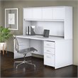 Pemberley Row Laminate White Office Desk with Hutch Rectangular Scratch Resistant 72