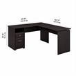 Pemberly Row Wood 60W 3 Position L Shaped Sit to Stand Desk in Espresso Oak