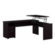 Pemberly Row Engineered Wood 72W 3 Position Sit to Stand L Desk in Espresso Oak