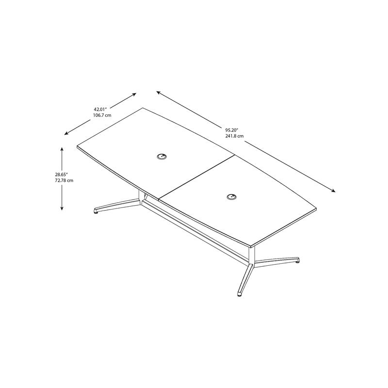 Pemberly Row 96W x 42D Boat Shaped Conference Table with Metal Base - Storm Gray