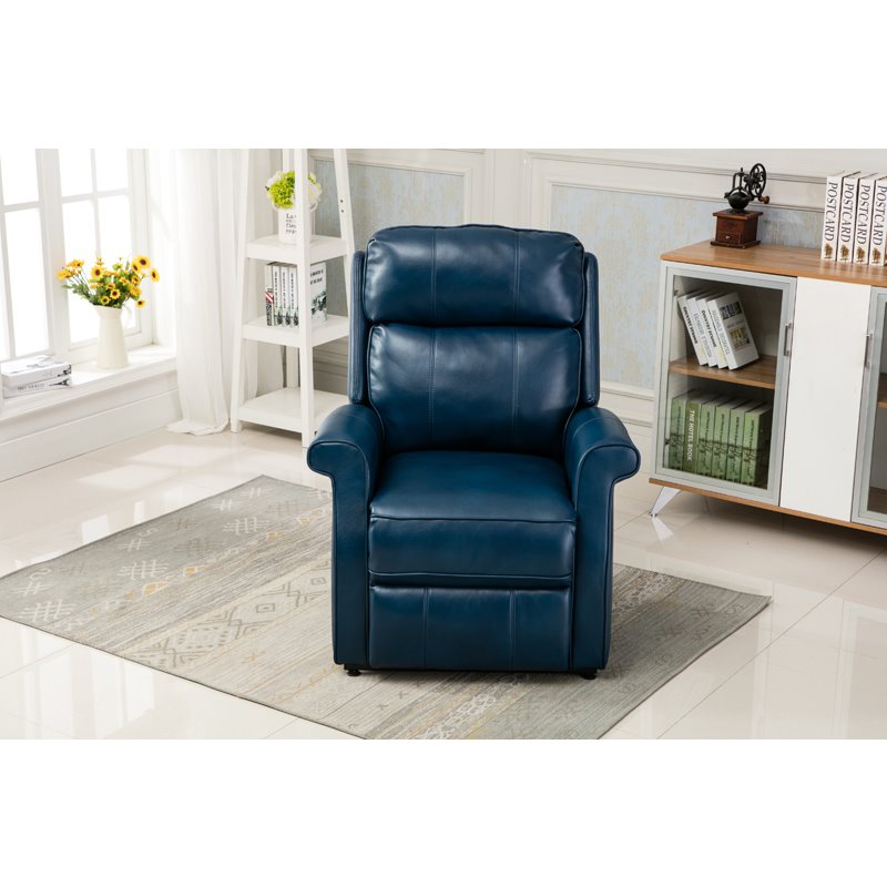 Pemberly Row Modern Navy Blue Faux Leather Traditional Lift Chair