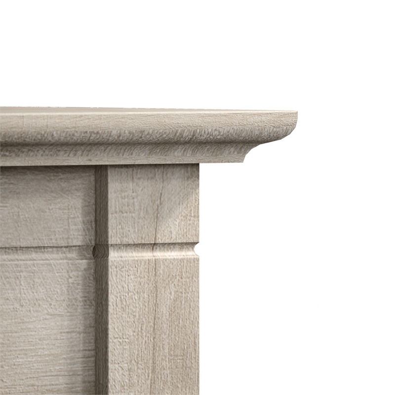 Pemberly Row 60W L Shaped Desk with File Cabinet in Washed Gray