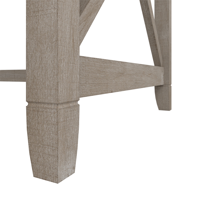 Pemberly Row 60W L Shaped Desk with File Cabinet in Washed Gray
