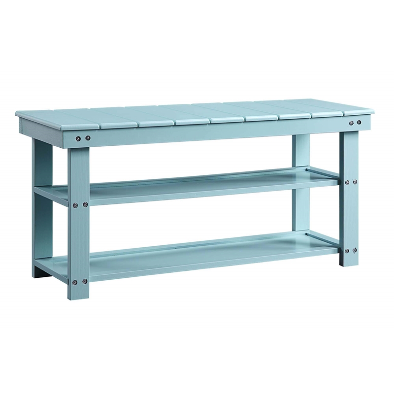 Pemberly Row Utility Mudroom Bench in Seafoam Green Wood Finish