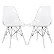 Pemberly Row Dining Side Chair With Acrylic Eiffel Base in Clear Set of 2