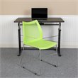 Pemberly Row Perforated Plastic Sled Base Stacking Chair in Green