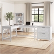 Pemberly Row Modern 60W L Shaped Desk with 2 Drawer File Cabinet