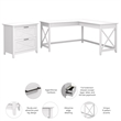 Pemberly Row Modern 60W L Shaped Desk with 2 Drawer File Cabinet