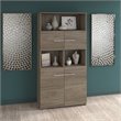 Pemberly Row 5 Shelf Bookcase with Doors in Modern Hickory - Engineered Wood