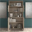 Pemberly Row 5 Shelf Bookcase with Doors in Modern Hickory - Engineered Wood
