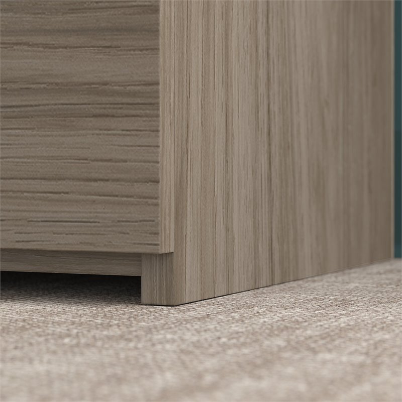 Pemberly Row 5 Shelf Bookcase with Doors in Modern Hickory - Engineered Wood