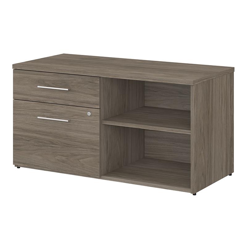 Pemberly Row Engineered Wood Low Storage Cabinet with Drawers in Modern Hickory