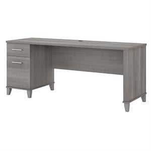 Pemberly Row 72W Office Desk with Drawers in Platinum Gray - Engineered Wood