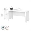 Pemberly Row 72W Office Desk with Drawers in White - Engineered Wood