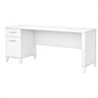 Pemberly Row 72W Office Desk with Drawers in White - Engineered Wood