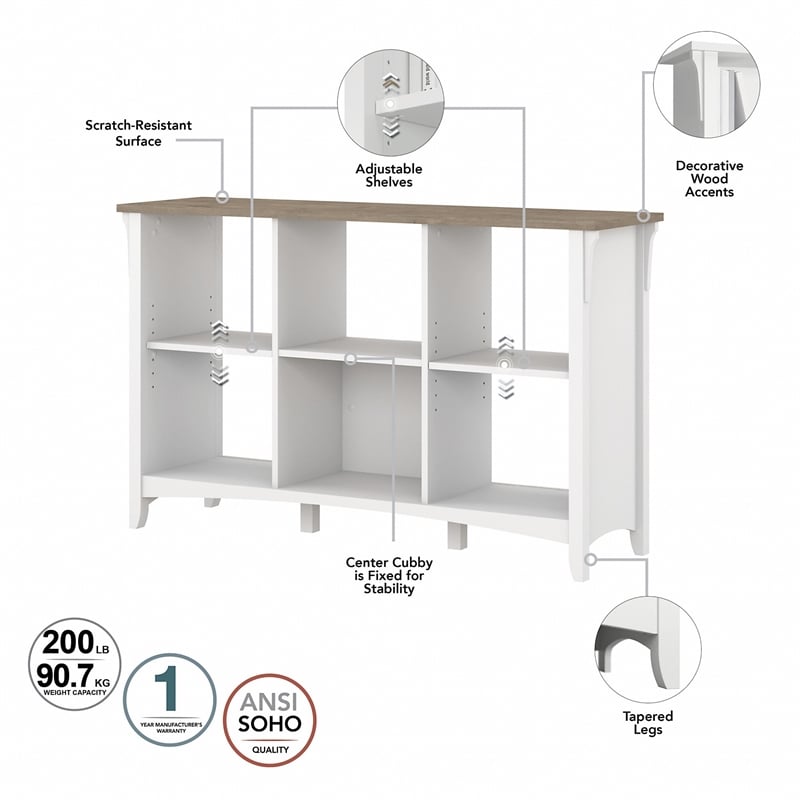 Pemberly Row 6 Cube Organizer in Pure White and Shiplap Gray - Engineered Wood