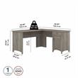 Pemberly Row 60W L Shaped Desk with Storage in Driftwood Gray - Engineered Wood