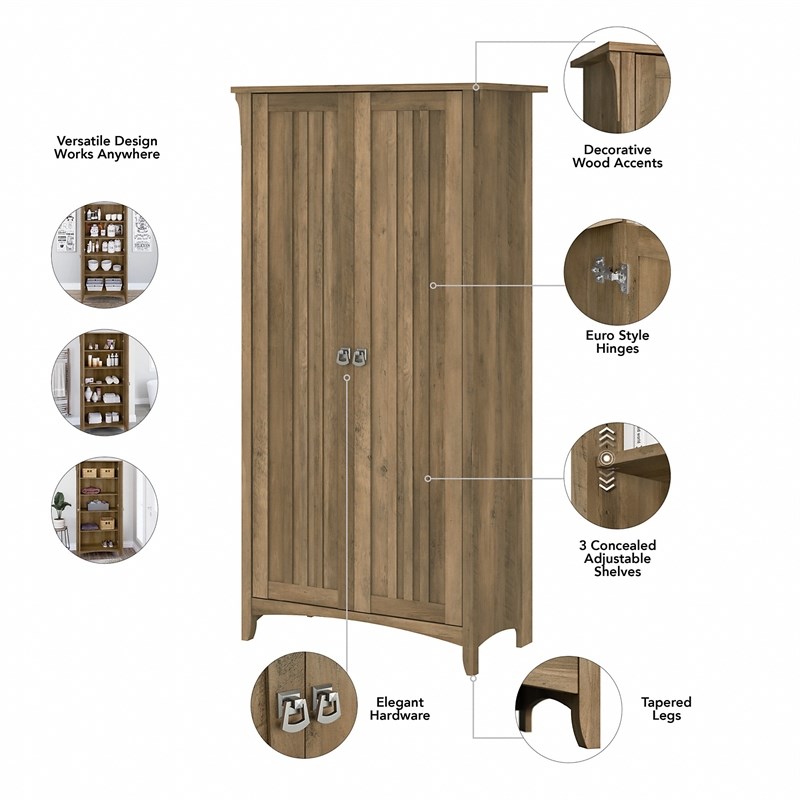 Pemberly Row Tall Storage Cabinet with Doors in Reclaimed Pine - Engineered Wood