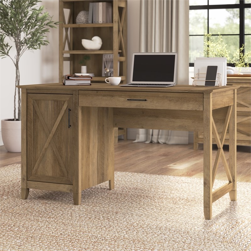 Pemberly Row 54W Computer Desk with Storage in Reclaimed Pine - Engineered Wood