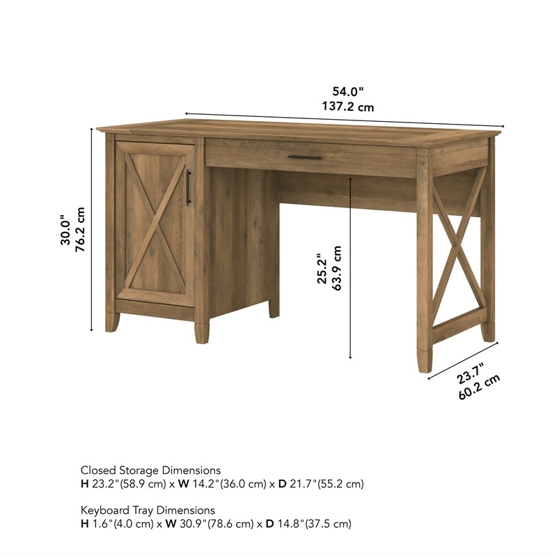Pemberly Row 54W Computer Desk with Storage in Reclaimed Pine - Engineered Wood