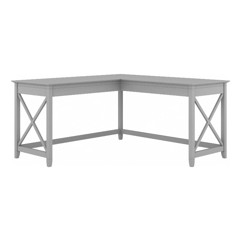 Pemberly Row 60W L Shaped Desk in Cape Cod Gray - Engineered Wood