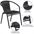 Pemberly Row Stackable Rattan Curved Back Dining Chair in Black (Set of 2)