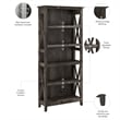 Pemberly Row 5 Shelf Bookcase Set in Dark Gray Hickory - Engineered Wood