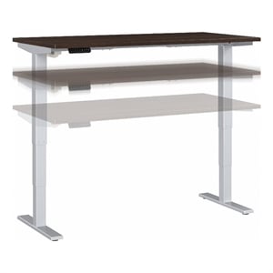 Pemberly Row 60W x 30D Adjustable Desk in Black Walnut - Engineered Wood