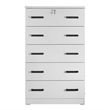 Pemberly Row Wood Tall 5 Drawer Chest Bedroom Dresser in White