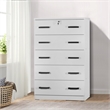 Pemberly Row Wood Tall 5 Drawer Chest Bedroom Dresser in White