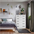 Pemberly Row Wood Tall 5 Drawer Chest Bedroom Dresser in White