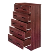 Pemberly Row Wood Tall 5 Drawer Chest Bedroom Dresser Mahogany
