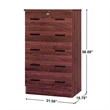 Pemberly Row Wood Tall 5 Drawer Chest Bedroom Dresser Mahogany