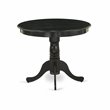 Pemberly Row Antique Round Rubber Wood Dining Table in Wirebrushed Black
