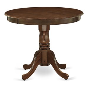 Pemberly Row Antique Round Rubber Wood Dining Table in Walnut