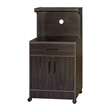 Pemberly Row Contemporary Kitchen Wood Microwave Cart in Tobacco