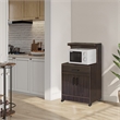 Pemberly Row Contemporary Kitchen Wood Microwave Cart in Tobacco