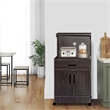 Pemberly Row Contemporary Kitchen Wood Microwave Cart in Tobacco