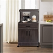 Pemberly Row Contemporary Kitchen Wood Microwave Cart in Tobacco